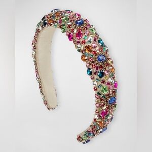 Jennifer Behr Mimi Embellished Headband colorful rainbow silk jewels